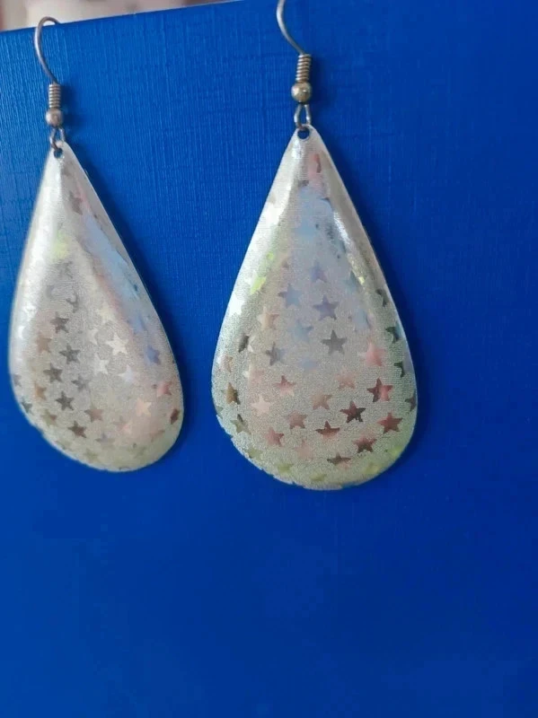Brinco prateado em forma de gota com estrela novo – photo 3